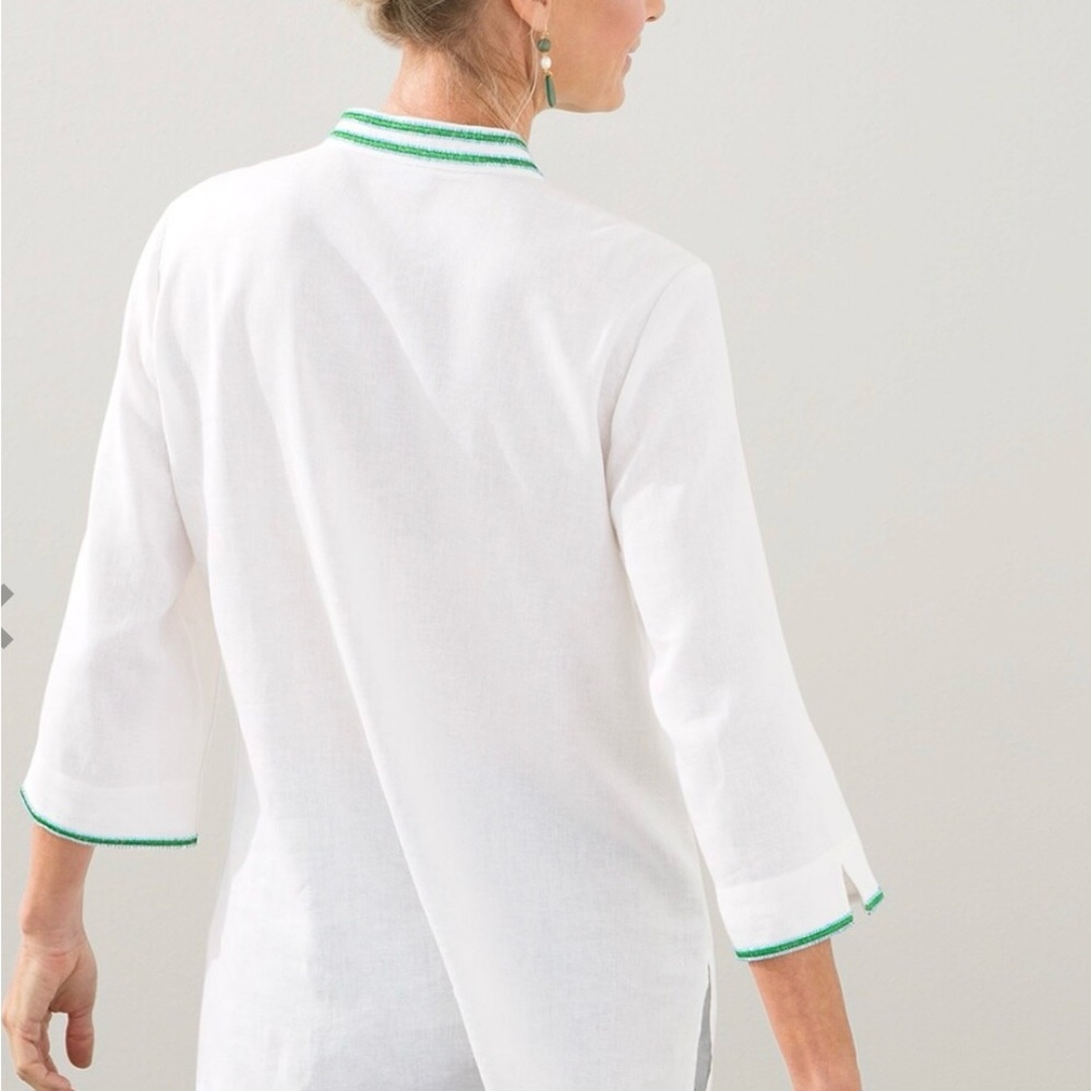 Chicos’s Linen-Blend Embellished Tunic - Picture 3 of 8